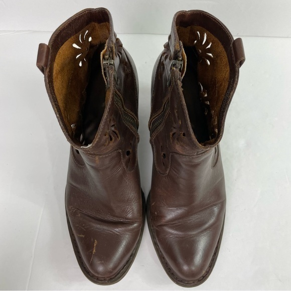 Born Ivy Brown Leather Daisy Cutout Heeled Western Boot - Picture 9 of 17